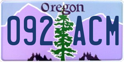 OR license plate 092ACM