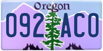 OR license plate 092ACO