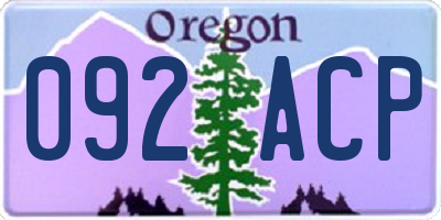 OR license plate 092ACP