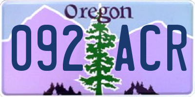 OR license plate 092ACR