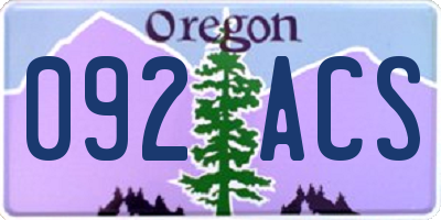 OR license plate 092ACS