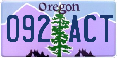 OR license plate 092ACT