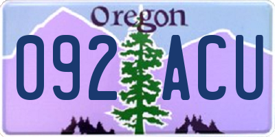 OR license plate 092ACU