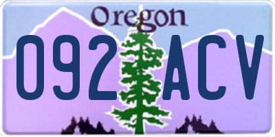 OR license plate 092ACV