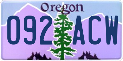 OR license plate 092ACW