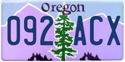 OR license plate 092ACX