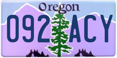OR license plate 092ACY