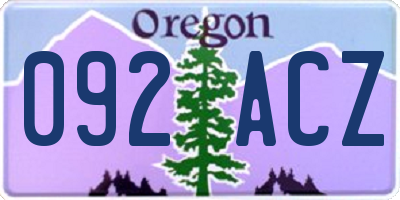 OR license plate 092ACZ