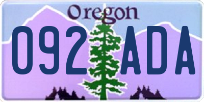 OR license plate 092ADA