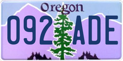 OR license plate 092ADE