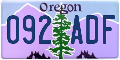 OR license plate 092ADF