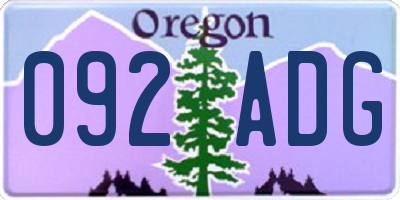 OR license plate 092ADG