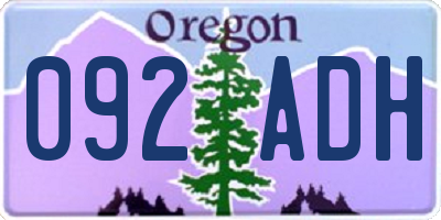 OR license plate 092ADH
