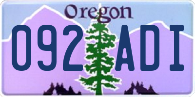 OR license plate 092ADI