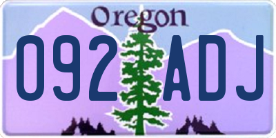 OR license plate 092ADJ