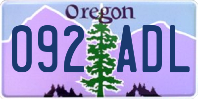 OR license plate 092ADL