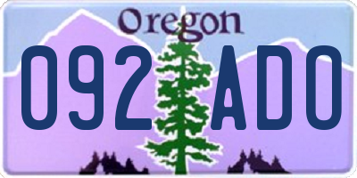 OR license plate 092ADO