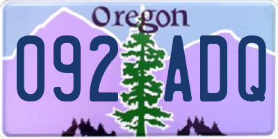 OR license plate 092ADQ