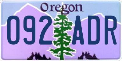 OR license plate 092ADR
