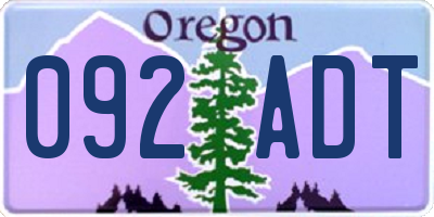 OR license plate 092ADT