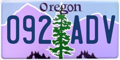 OR license plate 092ADV