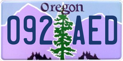 OR license plate 092AED