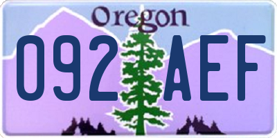 OR license plate 092AEF