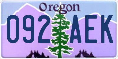 OR license plate 092AEK