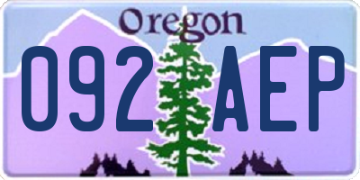 OR license plate 092AEP