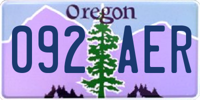 OR license plate 092AER