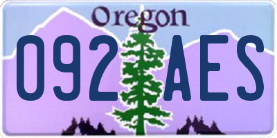 OR license plate 092AES