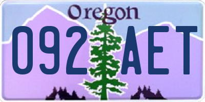 OR license plate 092AET