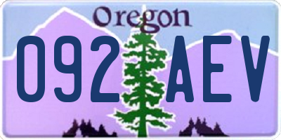 OR license plate 092AEV