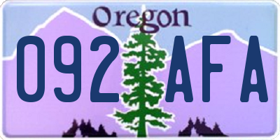 OR license plate 092AFA