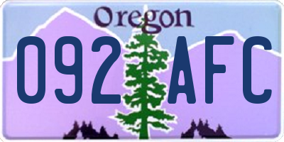 OR license plate 092AFC