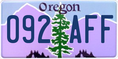 OR license plate 092AFF