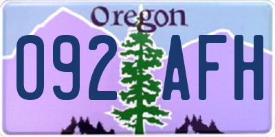 OR license plate 092AFH
