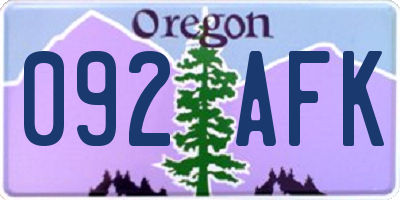 OR license plate 092AFK