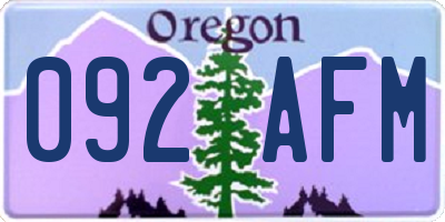 OR license plate 092AFM