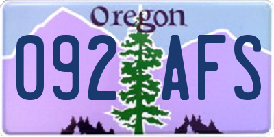 OR license plate 092AFS