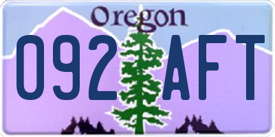 OR license plate 092AFT
