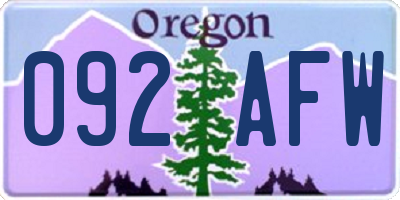 OR license plate 092AFW