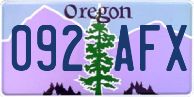 OR license plate 092AFX