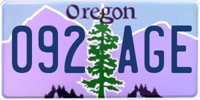 OR license plate 092AGE