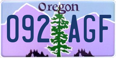 OR license plate 092AGF