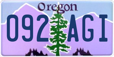 OR license plate 092AGI