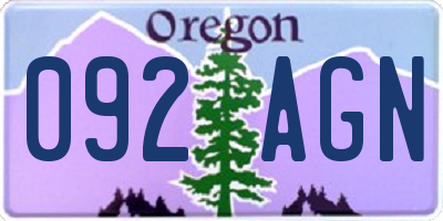 OR license plate 092AGN