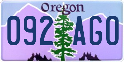 OR license plate 092AGO