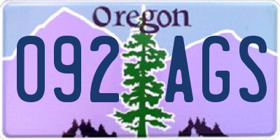 OR license plate 092AGS