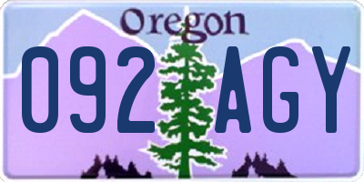 OR license plate 092AGY